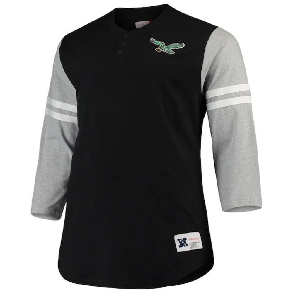 Mitchell & Ness 3/4 Sleeve Philadelphia Eagles Henley Baseball Tee